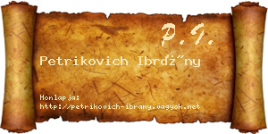 Petrikovich Ibrány névjegykártya
